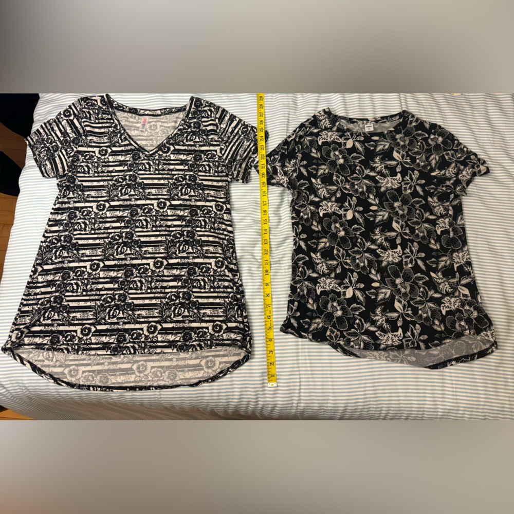 Black & white flower T-shirts, size M, Lularoe and Old Navy brand